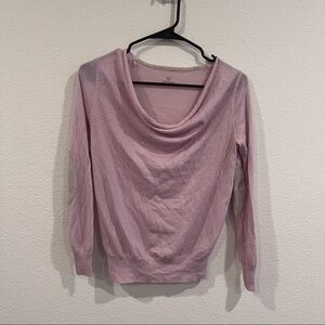 Kookai size 0 pink cowl neck merino wool sweater with elbow patches